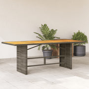 havebord med akacietop 190x80x75 cm polyrattan grå