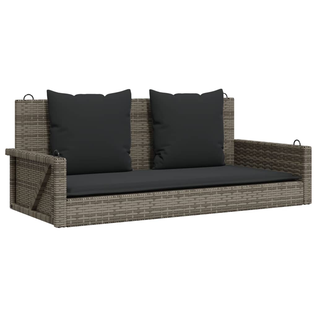 gyngebænk med hynder 119x56x48 cm polyrattan grå
