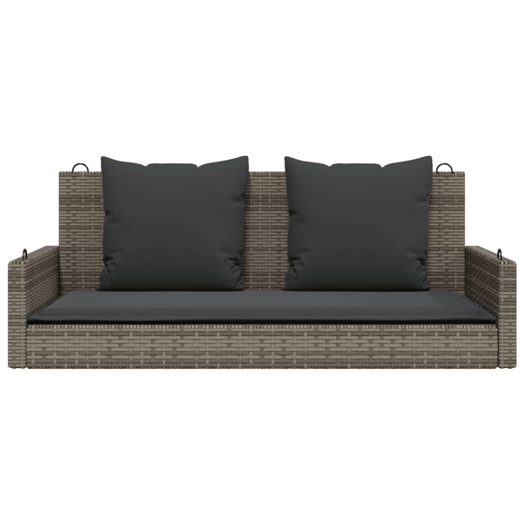 gyngebænk med hynder 119x56x48 cm polyrattan grå