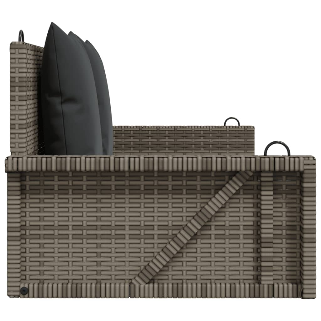 gyngebænk med hynder 119x56x48 cm polyrattan grå