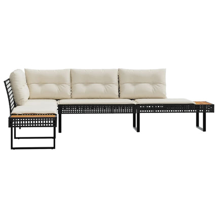 L-formet havesofa med hynder polyrattan og akacietræ sort