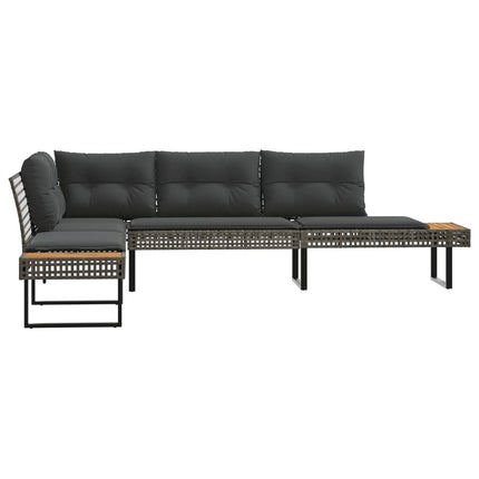 L-formet havesofa med hynder polyrattan og akacietræ grå