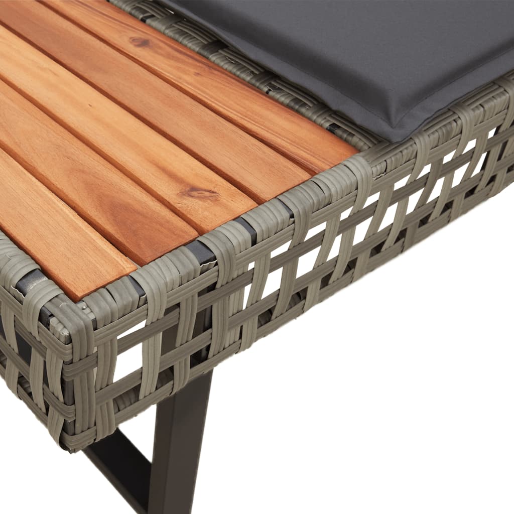 L-formet havesofa med hynder polyrattan og akacietræ grå