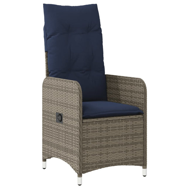 havestol med hynder grå polyrattan