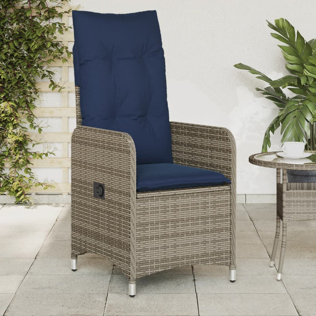havestol med hynder grå polyrattan