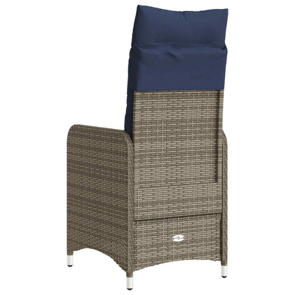 havestole med lænefunktion 2 stk. med hynder grå polyrattan
