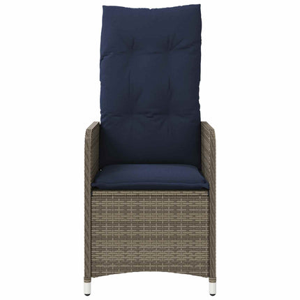 havestole med lænefunktion 2 stk. med hynder grå polyrattan
