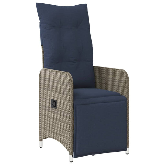 havestol med hynder grå polyrattan