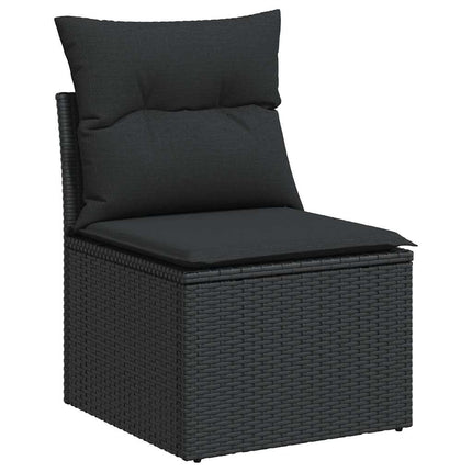 havesofa uden armlæn med hynder sort polyrattan