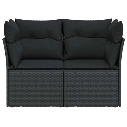 havesofa med hynder 2-personers sort polyrattan