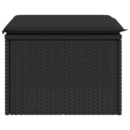 haveskammel med hynde 55x55x37 cm polyrattan sort
