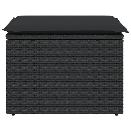 haveskammel med hynde sort 55x55x37 cm polyrattan