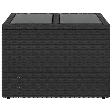 havebord med glasplade sort 55x55x37 cm polyrattan