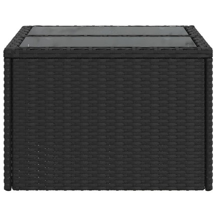 havebord med glasplade sort 55x55x37 cm polyrattan