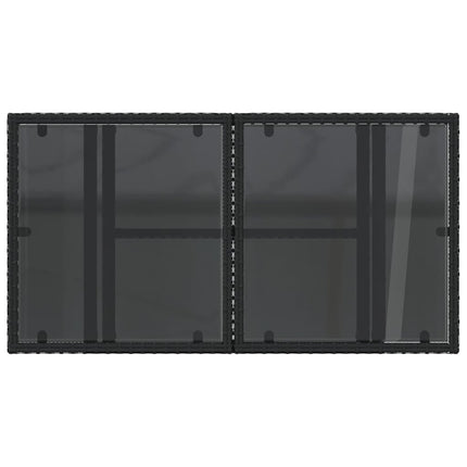 havebord med glastop 100x55x73 cm polyrattan sort