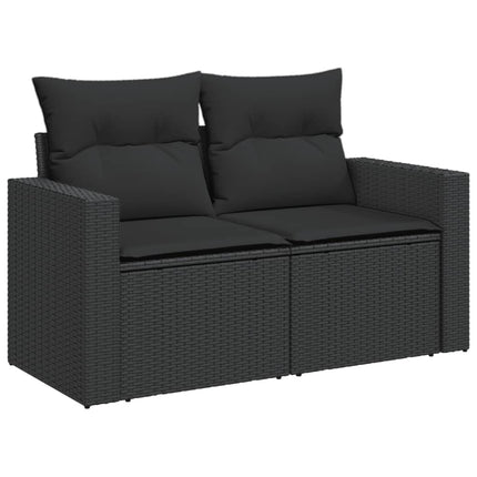 havesofa med hynder 2-personers sort polyrattan