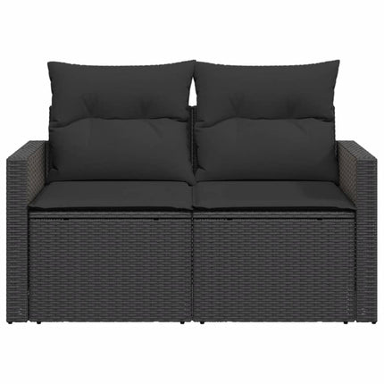 havesofa med hynder 2-personers sort polyrattan