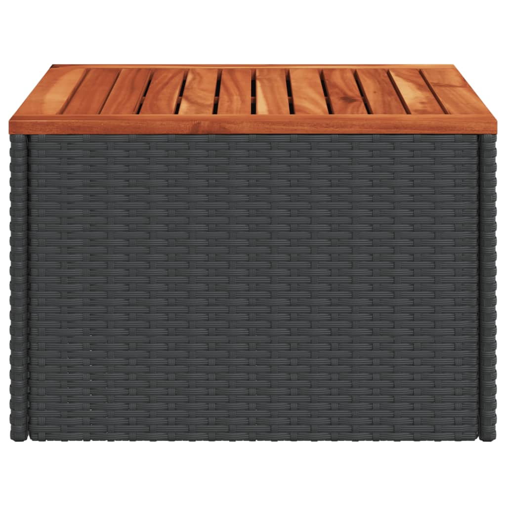 havebord sort 55x55x37 cm polyrattan og akacietræ
