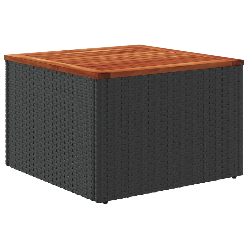 havebord sort 55x55x37 cm polyrattan og akacietræ