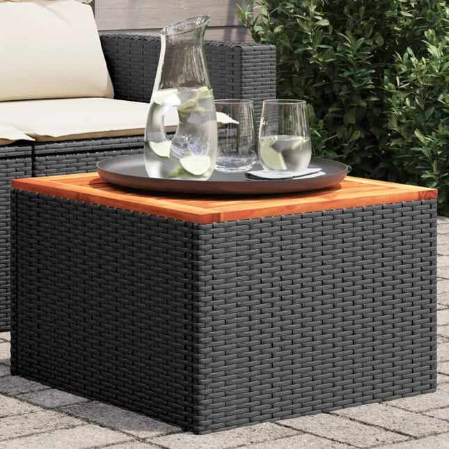 havebord sort 55x55x37 cm polyrattan og akacietræ