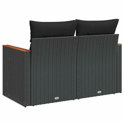 havesofa med hynder 2-personers sort polyrattan