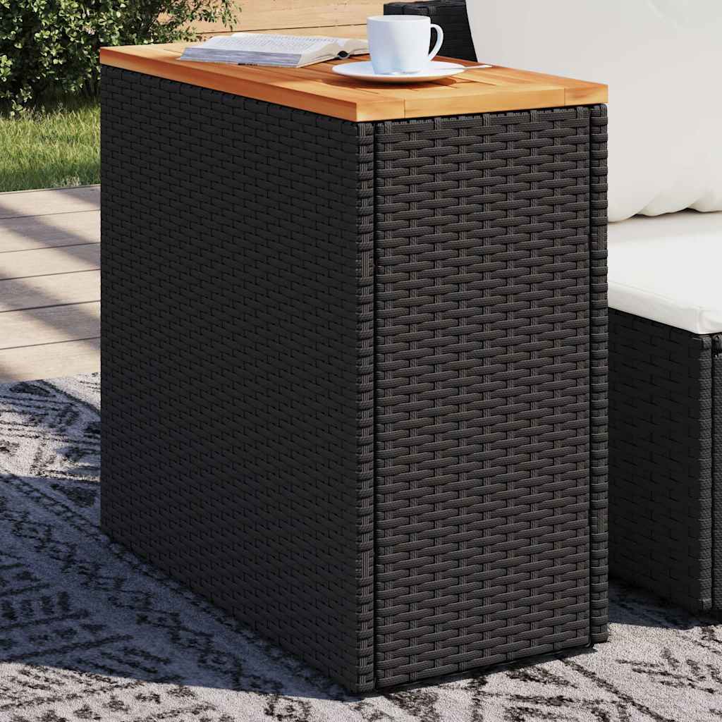 havesidebord med træplade sort 58x27,5x55 cm polyrattan