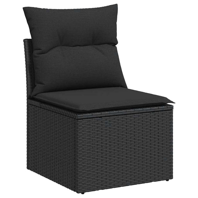 havestol uden armlæn med hynder sort polyrattan