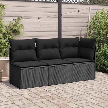 havestol uden armlæn med hynder sort polyrattan