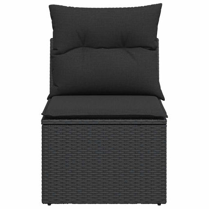 havestol uden armlæn med hynder sort polyrattan