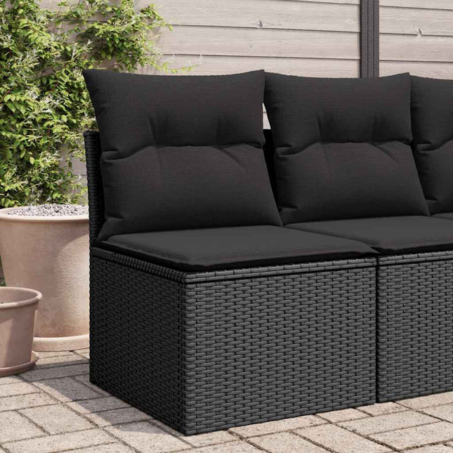 havestol uden armlæn med hynder sort polyrattan
