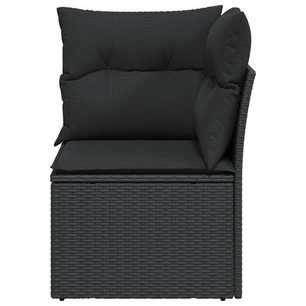 havesofahjørne med hynder sort polyrattan