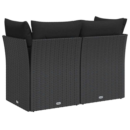 havesofa med hynder 2-personers sort polyrattan