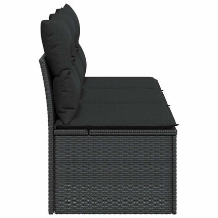 havesofa med hynder 3-personers sort polyrattan