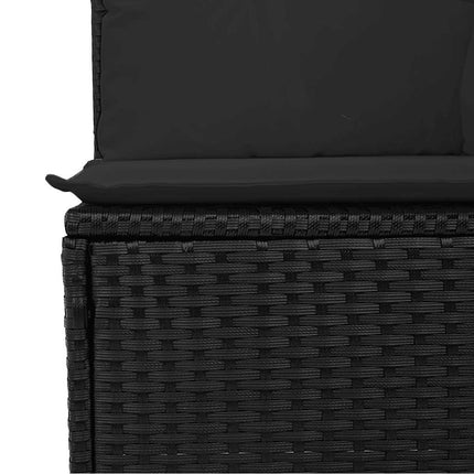 havesofa med hynder 3-personers sort polyrattan