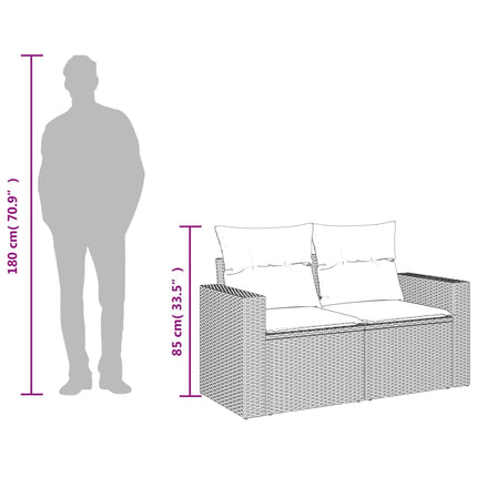 havesofa med hynder 2-personers sort polyrattan