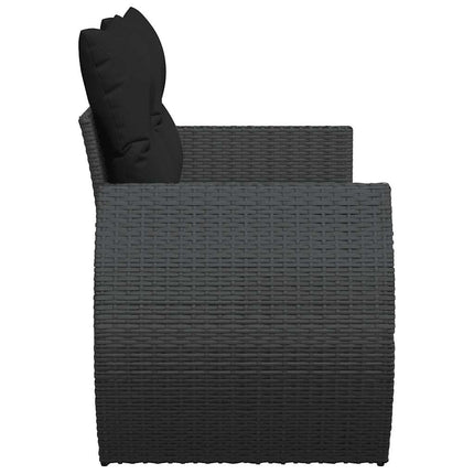 havesofa med hynder 2-personers sort polyrattan