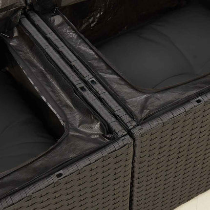havesofa med hynder 2-personers sort polyrattan