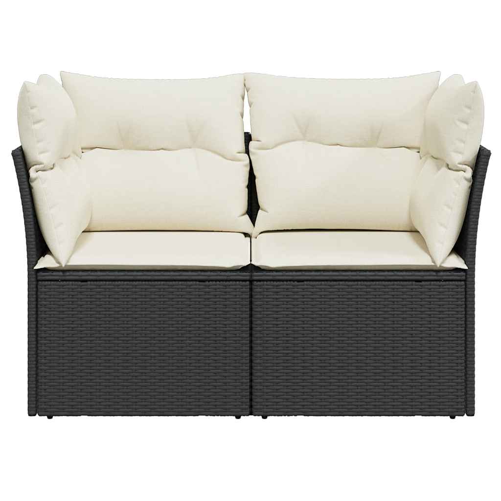 2-personers havesofa med hynder polyrattan sort