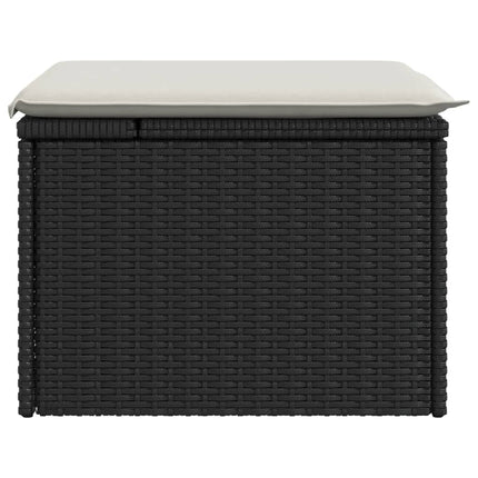 haveskammel med hynde 55x55x37 cm polyrattan sort