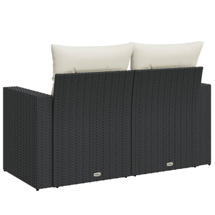 2-personers havesofa med hynder polyrattan sort