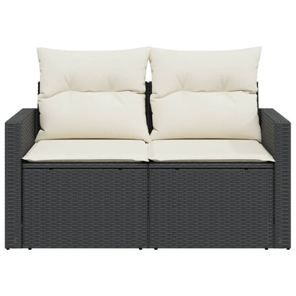 2-personers havesofa med hynder polyrattan sort