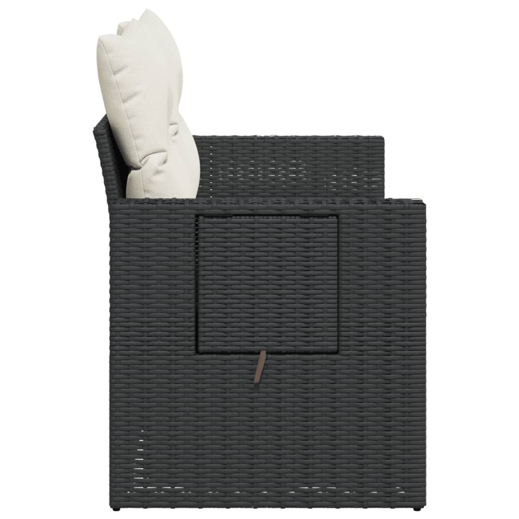 2-personers havesofa med hynder polyrattan sort