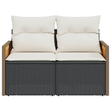 2-personers havesofa med hynder polyrattan sort