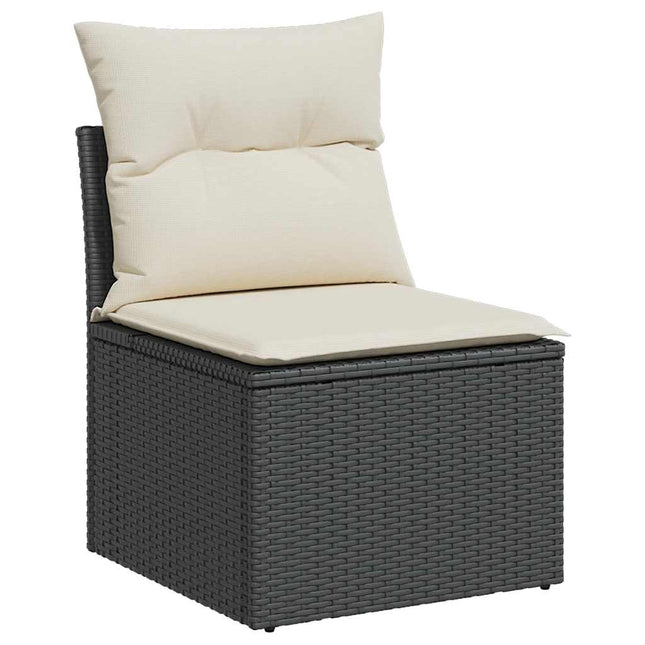 havestol med hynder uden armlæn polyrattan sort