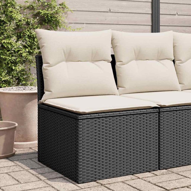 havestol med hynder uden armlæn polyrattan sort