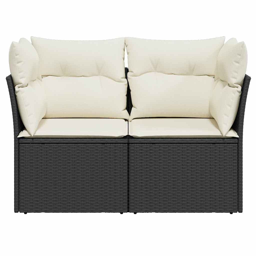 2-personers havesofa med hynder polyrattan sort
