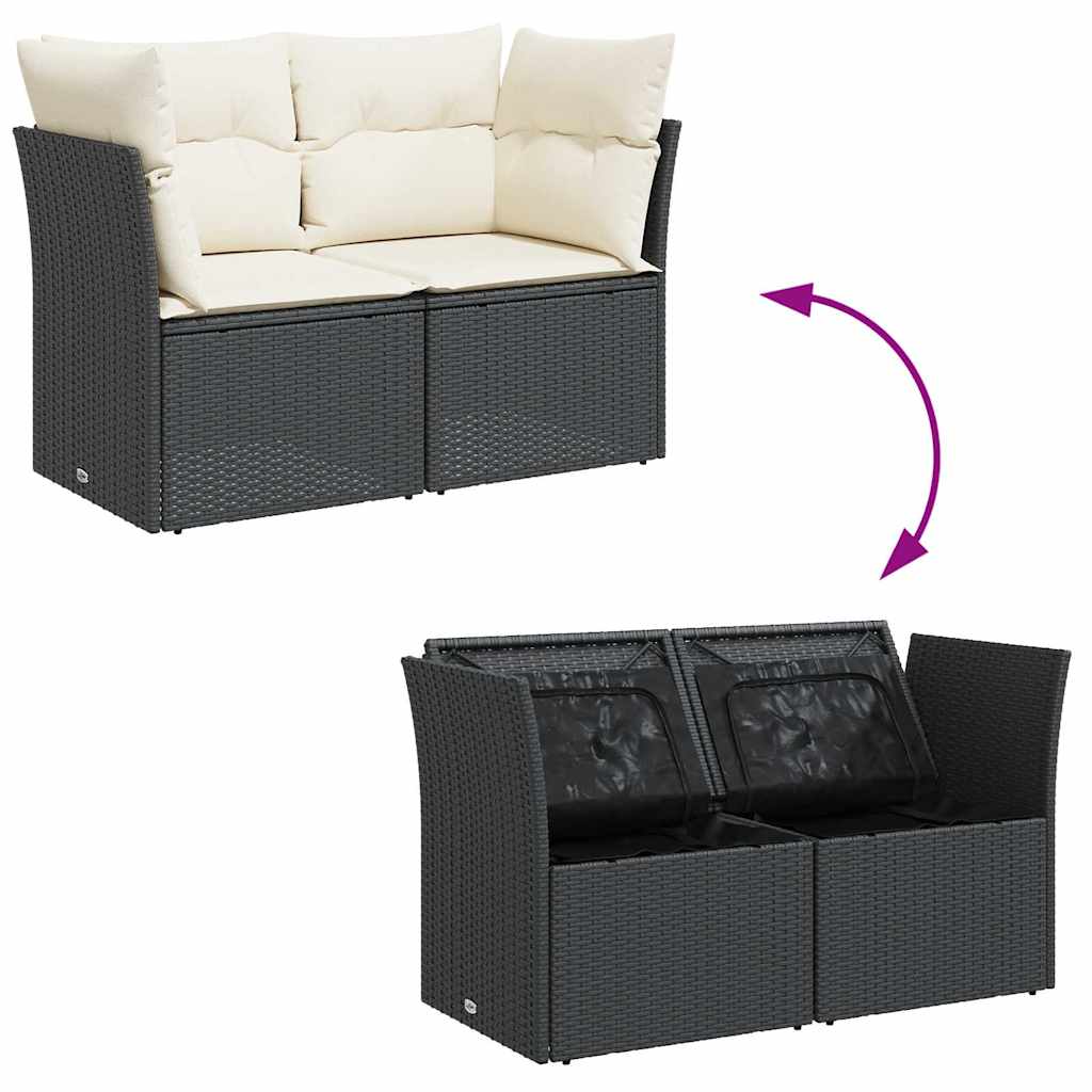 2-personers havesofa med hynder polyrattan sort