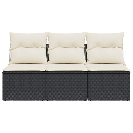 3-personers havesofa med hynder polyrattan sort