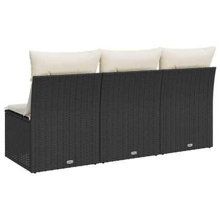 3-personers havesofa med hynder polyrattan sort