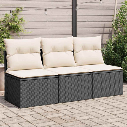 3-personers havesofa med hynder polyrattan sort